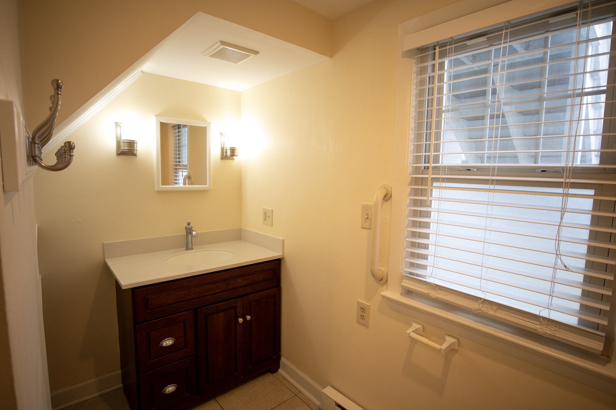 Bathroom vanity in the three bedroom apartment at the Majestic Hotel in Ocean City, Maryland